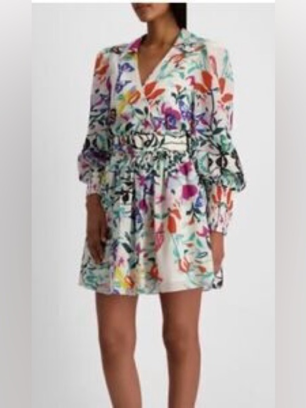 Elliatt White Floral Mini Dress with Multicolor Print